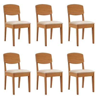 Conjunto com 6 Cadeiras Copper MDF Veludo Creme Moderna