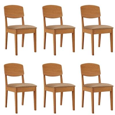Conjunto com 6 Cadeiras para Sala de Jantar Copper Mdf Marrom Moderna
