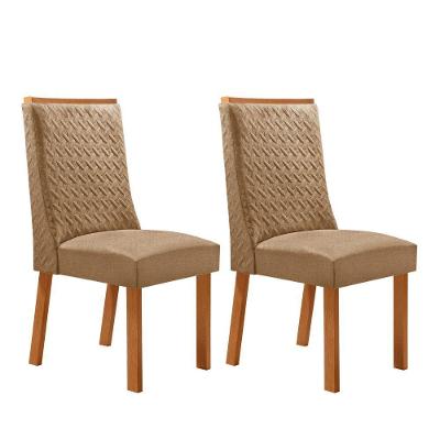 Conjunto com 2 Cadeiras Carolina MDF Estofado Amadeirado Moderna 45CM