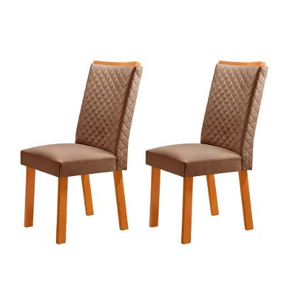 Cadeira Lira Mdf Veludo Capuccino Naturalle Marrom Moderna
