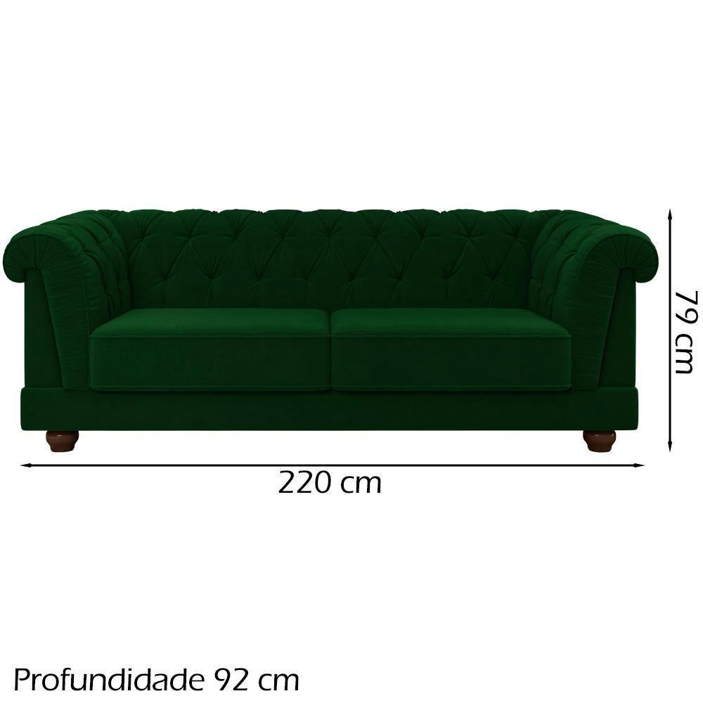 Sofa 3 Lugares 220 Cm Ponteio Veludo Sl 947 Moll Sl 947 - 6