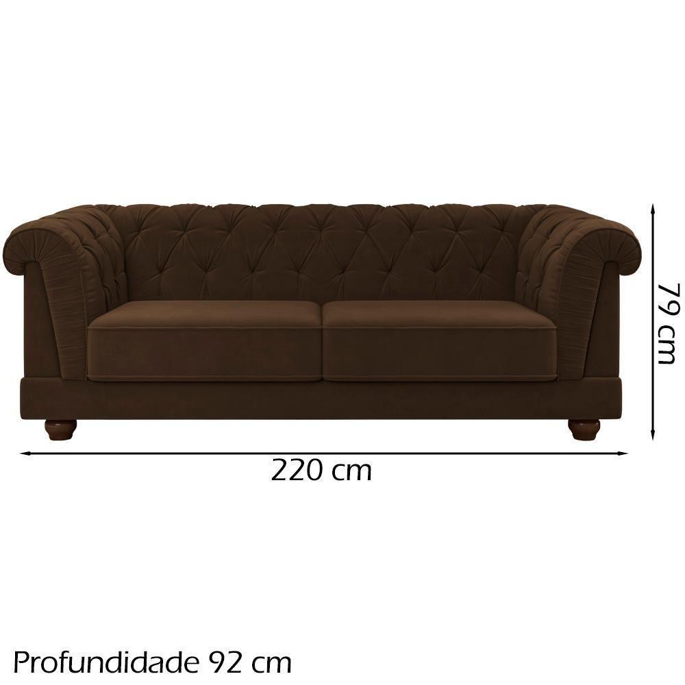 Sofa 3 Lugares 220 Cm Ponteio Veludo Sl 942 Moll Sl 942 - 6