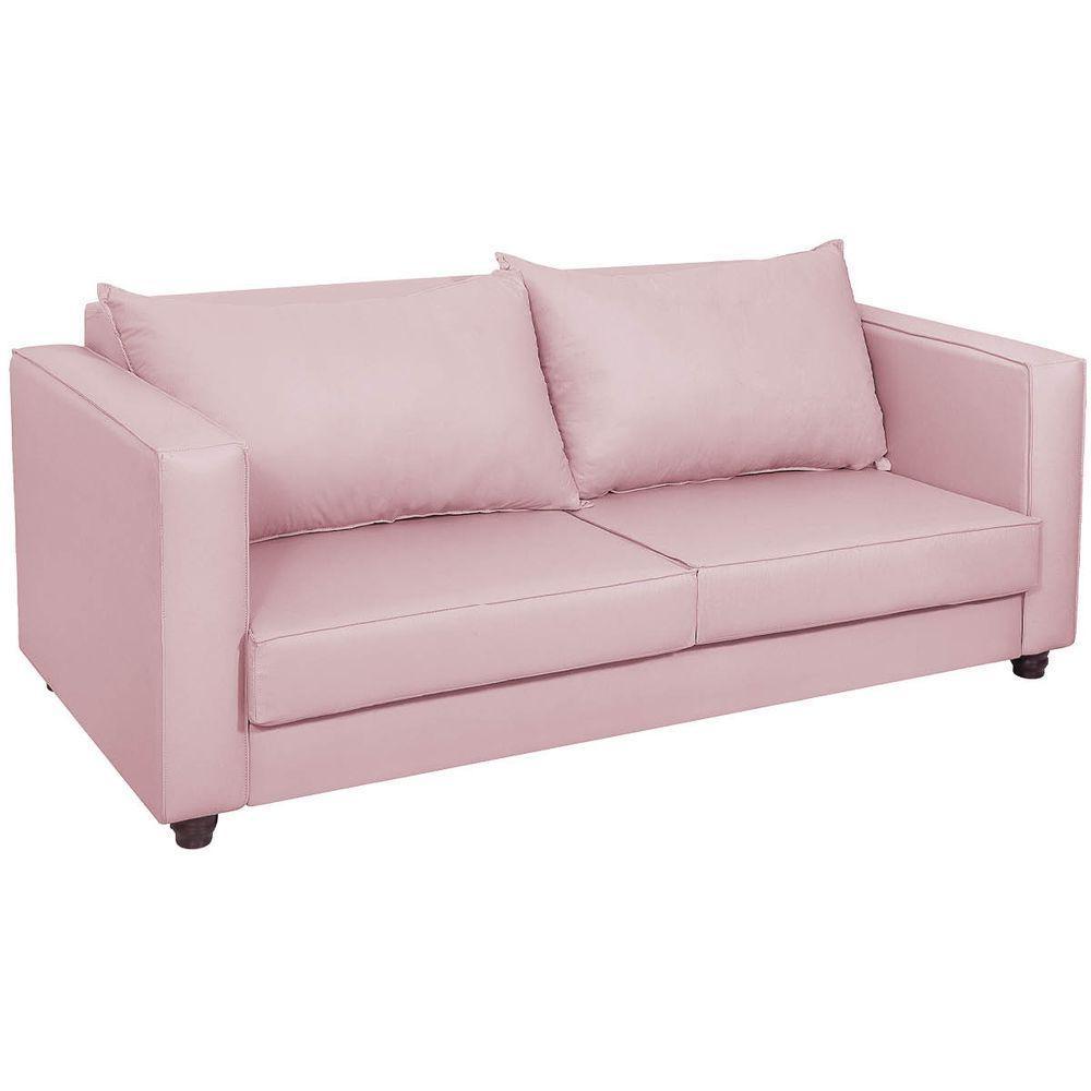 Sofá 2 Lugares Lisboa Suede Rosa Bebê - 1