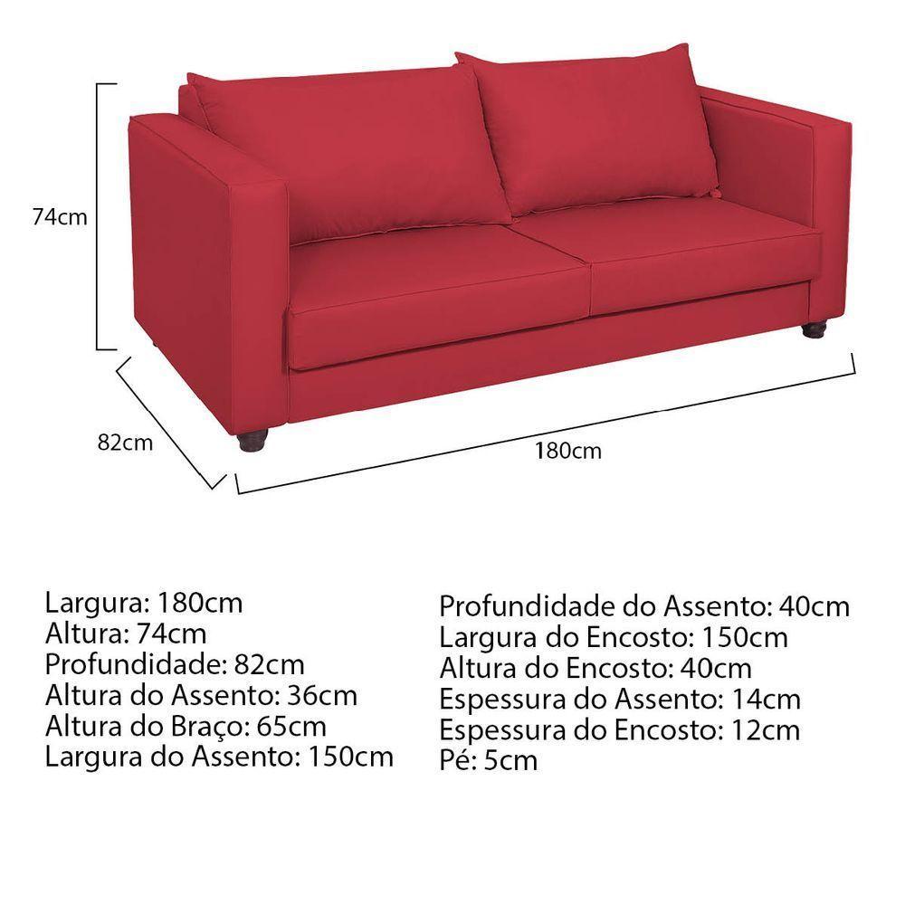 Sofá 2 Lugares Lisboa Suede Vermelho - 5