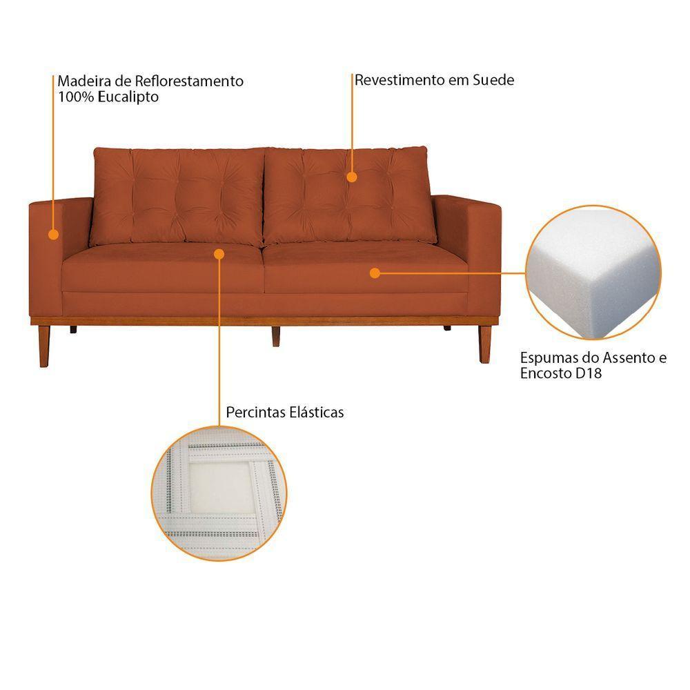 Sofá 2 Lugares Dubai Suede Terracota - 4