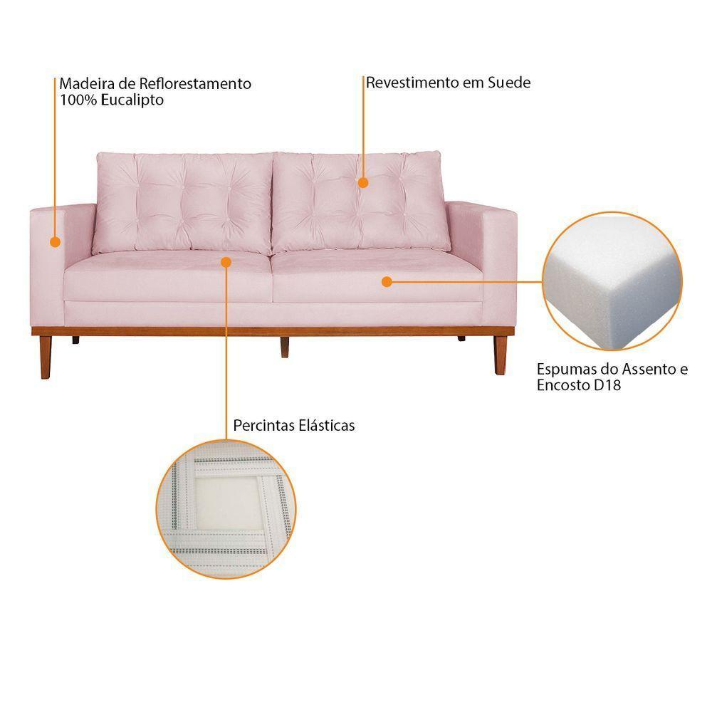 Sofá 2 Lugares Dubai Suede Rosa Bebê - 4