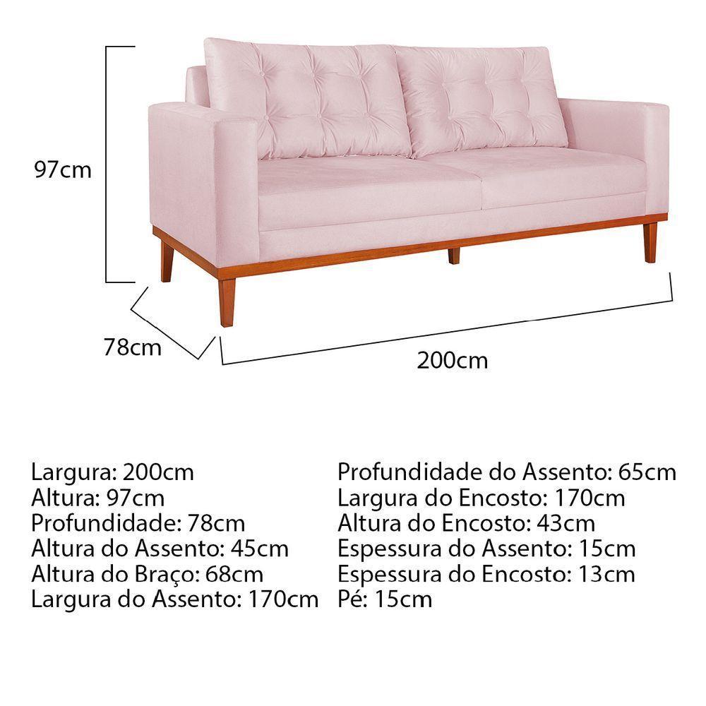 Sofá 2 Lugares Dubai Suede Rosa Bebê - 5