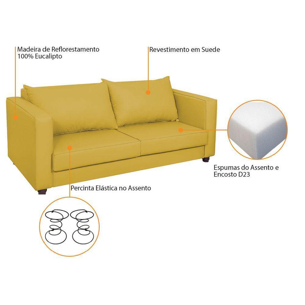 Sofá 2 Lugares Lisboa Suede Amarelo - 4