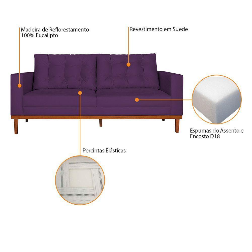 Sofá 2 Lugares Dubai Suede Roxo - 4