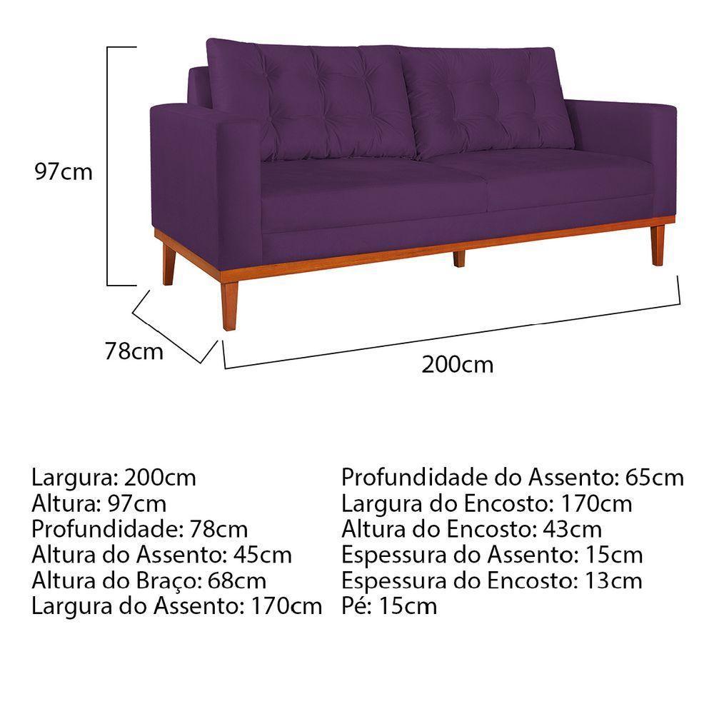 Sofá 2 Lugares Dubai Suede Roxo - 5