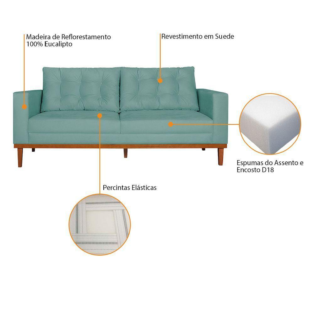 Sofá 2 Lugares Dubai Suede Azul Tiffany - 4