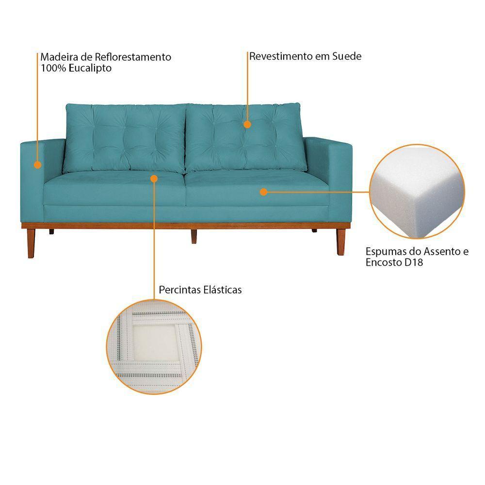 Sofá 2 Lugares Dubai Suede Azul Turquesa - 4