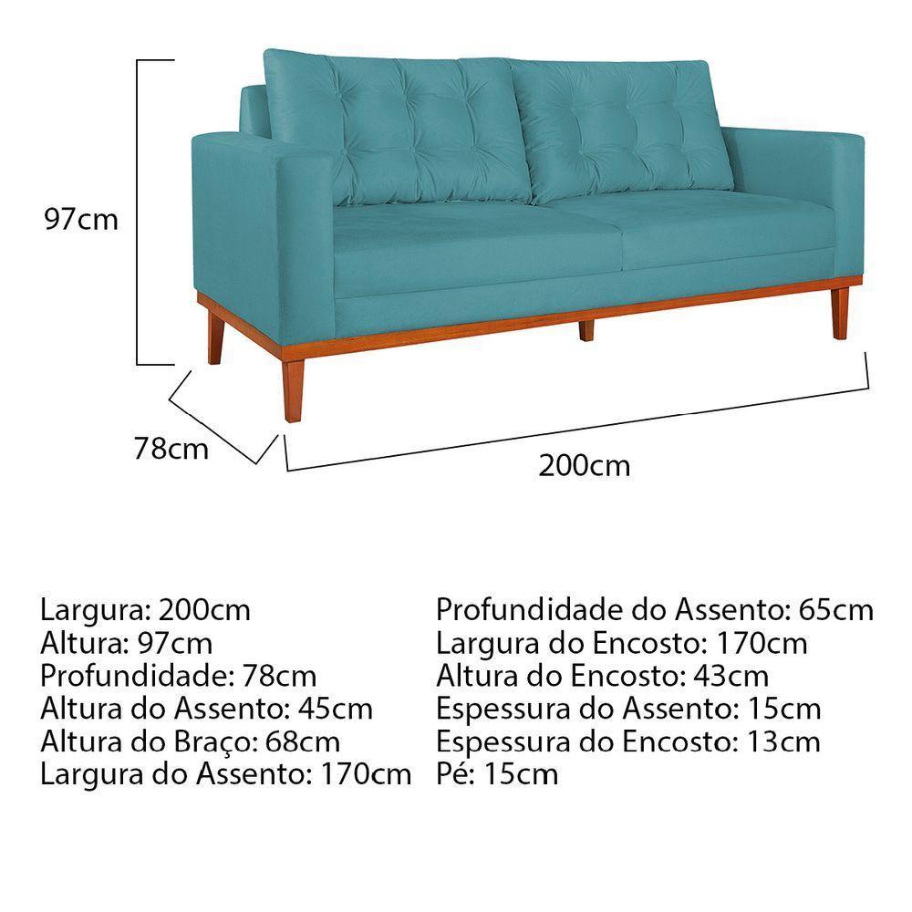 Sofá 2 Lugares Dubai Suede Azul Turquesa - 5