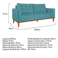 Sofá 2 Lugares Dubai Suede Azul Turquesa - 5