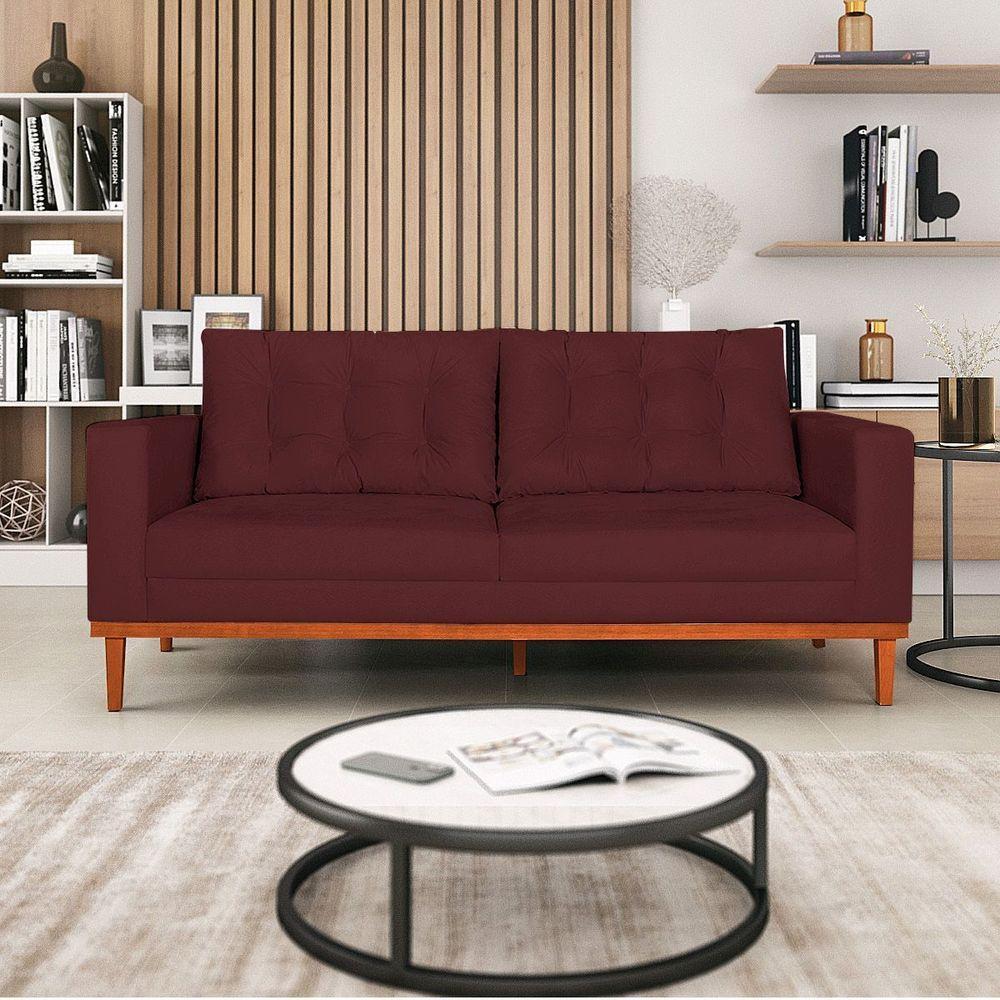 Sofá 2 Lugares Dubai Suede Bordô - 7
