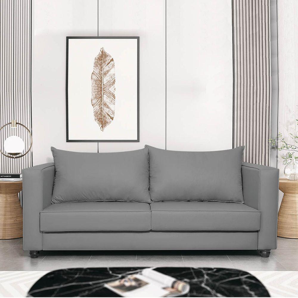 Sofá 2 Lugares Lisboa Suede Cinza - 7