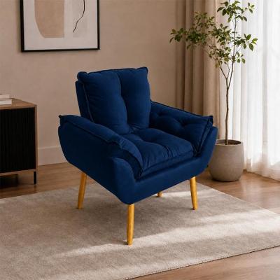 Poltrona Opala Decorativa Suede com Pés Palito Confortável Azul Marinho