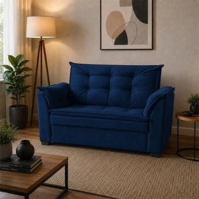 Sofá Opala 2 Lugares 140CM Azul Marinho Suede Pequeno Confortável