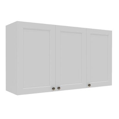 Armário Aéreo Aurora 120CM 3 Portas MDF MDP Porta de Bater Branco