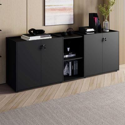 Armário Escritório F5 Office g 4 Portas 2 Prateleiras MDP 200CM Preto F5 Office