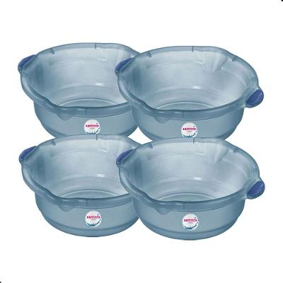 Bacia Plástica Hydrus para Limpeza e Uso Geral Plástico Resistente Kit com 4 Unidades Azul Sanremo