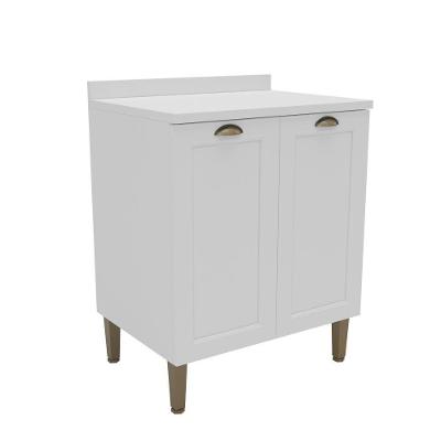 Balcão Cozinha Aurora 2 Portas sem Gavetas MDF MDP 70CM Branco com Pés