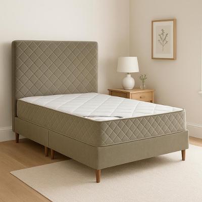 Cama Box com Colchão Queen Milão Pillow Top Molas Ensacadas Tecido Veludo Bege Bom Pastor Móveis
