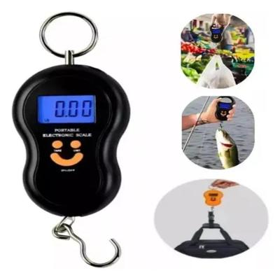 Balança Digital Portátil com Gancho para Viagem e Pescaria 50kg Precisão 5g para Bagagem Cinza Yeet