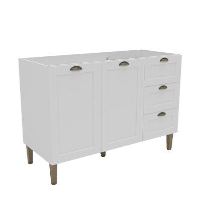 Balcão Cozinha Aurora 2 Portas 3 Gavetas MDF MDP 120CM Branco