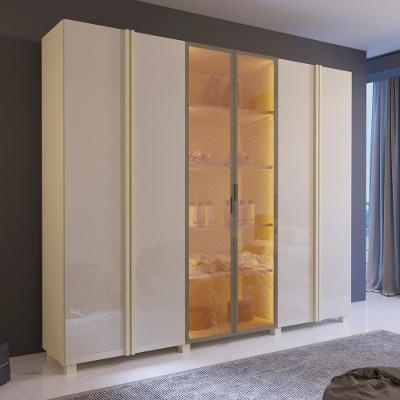 Guarda Roupa Casal BP 05 Reflecta 6 Portas 4 Gavetas MDF-MDP Bege BP Bom Pastor Móveis 239CM