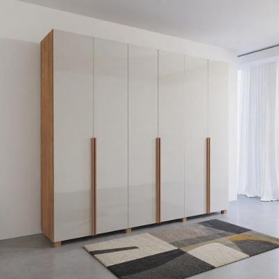 Guarda Roupa Casal BP 02 6 Portas de Bater 4 Gavetas MDF-MDP Nogal-Bege Bom Pastor Móveis