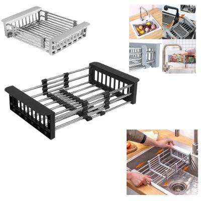 Escorredor de Pia Extensível Ajustável Retrátil Aço Inoxidável e Plástico Cozinha Inox