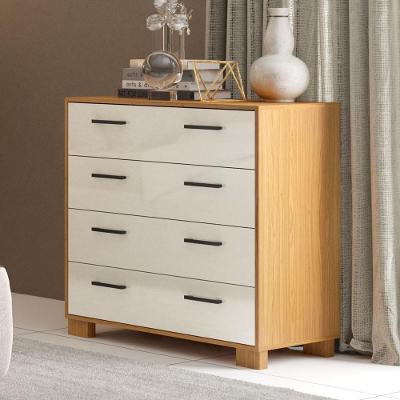 Cômoda Retrô com 4 Gavetas 100% MDF Puxadores Plástico Off White e Freijó Dalla Costa Móveis