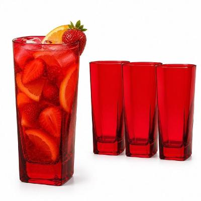 Conjunto de Copos Vintage 315ml de Vidro para Suco Vermelho Yeet