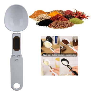 Colher Balança Digital Multifuncional Medidora de Alimentos em Plástico com LCD para Cozinha Branco