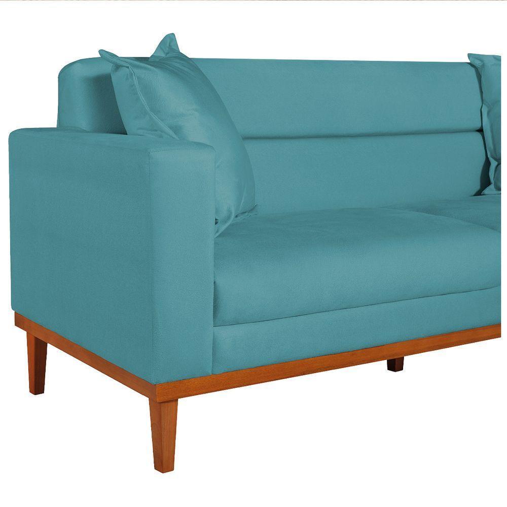 Sofá 2 Lugares Viena Suede Azul Turquesa - 3