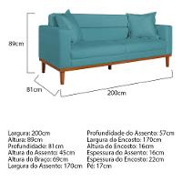 Sofá 2 Lugares Viena Suede Azul Turquesa - 8