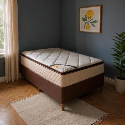 Colchão Solteiro Molas Ensacadas Fiori D33 Pillow Top Americano Bege Bom Pastor