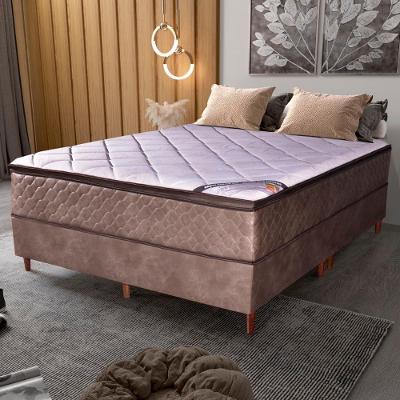 Colchão Queen Molas Ensacadas Vougue D45 Pillow Top Americano Marrom Bom Pastor