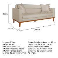 Sofá 2 Lugares Viena Suede Bege - 9