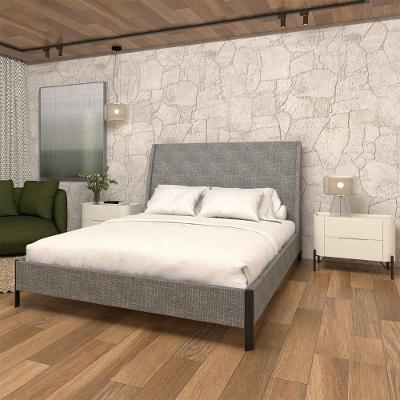 Cama Box Queen com Cabeceira e 2 Mesas Sob Medida Linho Lincoln Níquel com Luna Casa Lar Shop
