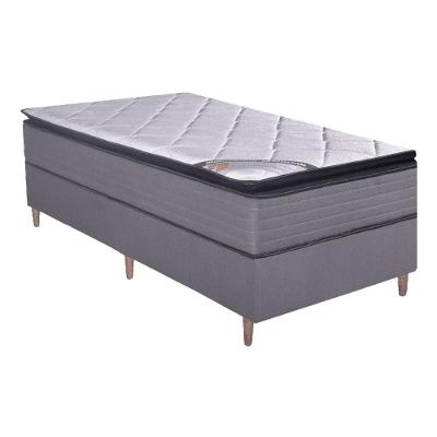 Cama Box com Colchão Solteiro Nobre Molas Ensacadas Cinza Bom Pastor Móveis 88CM