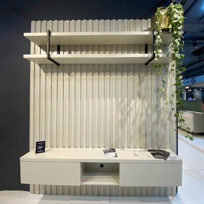Painel para TV com Nicho e Prateleira 200CM MDF Luna e Preto Casa Lar Shop