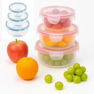 Kit Potes Hermeticos Redondos Multiuso Plástico Tampa com Silicone para Alimentos Micro-ondas