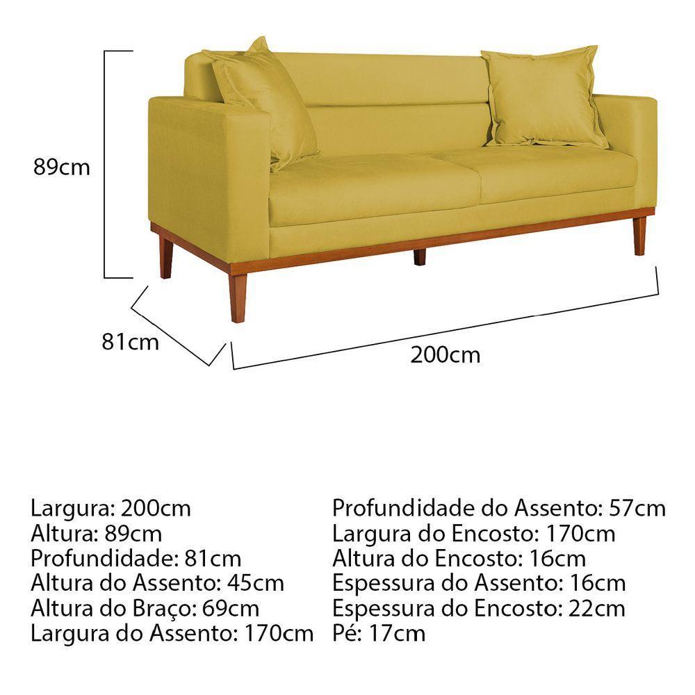 Sofá 2 Lugares Viena Suede Amarelo - 8