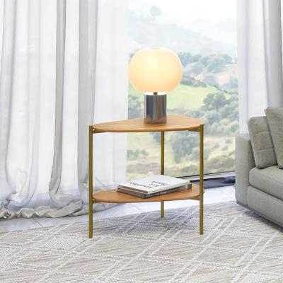 Mesa Lateral Orgânica 62CM MDF Metal Pintado Freijó Dalla Costa Móveis