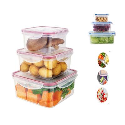 Kit 3 Potes Herméticos Quadrados com Vedação em Silicone para Cozinha Transparente