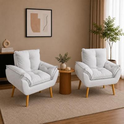 Kit 2 Poltronas Opala Decorativas Estofadas Suede com Pés Palito Madeira Cinza Império Decor