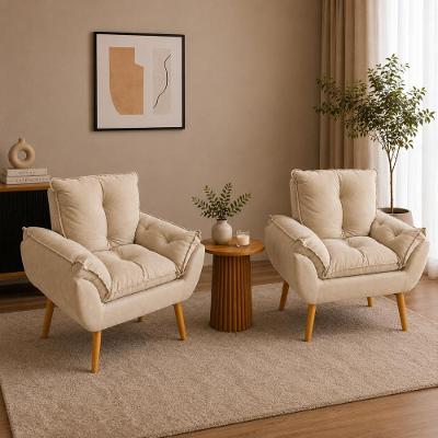 Kit 2 Poltronas Opala Decorativas Estofadas Suede Bege Império Decor