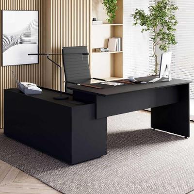Mesa de Escritório em l Diretor Moderno 3 Gavetas MDF-MDP 180CM Preto F5 Office